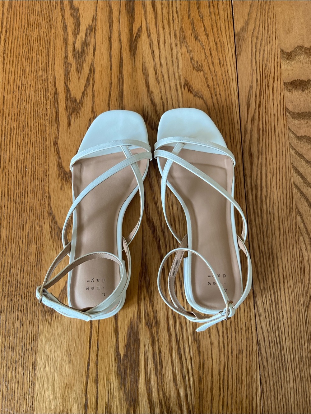A New Day Strappy White Sandals Size 8